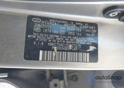 2012 Hyundai Accent Gs from USA, damaged, VIN KMHCT5AE1CU007575